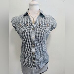 Arizona Women's Blue  and White Checkered Top